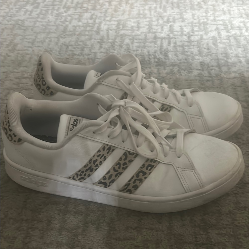 Adidas Women's White Sneakers with Leopard Print